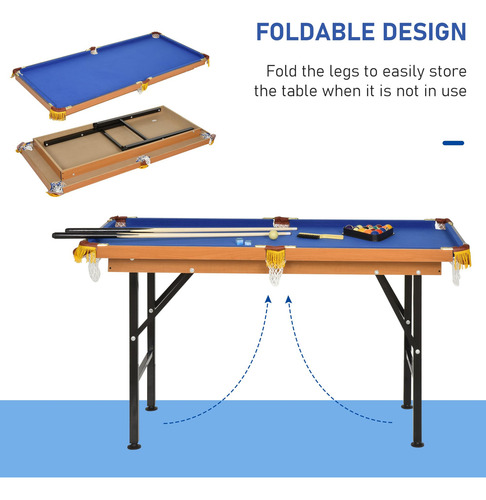 Mesa De Billar Plegable Portátil 55 Pulgadas Con Accesorios Color Del Paño