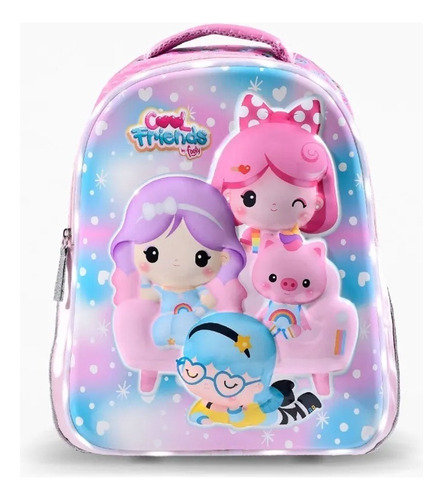 Mochila Espalda Infantil Footy 14 Luz Cool Friends F1809 Color Rosa