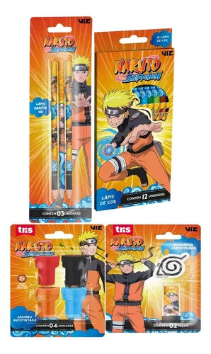 Kit Material Escolar Infantil Completo Naruto Shippuden Nf