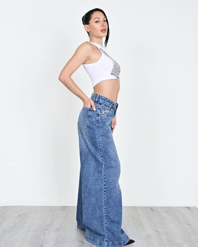 Jean Wide Leg Tiro Medio Primera Calidad Dama Diva
