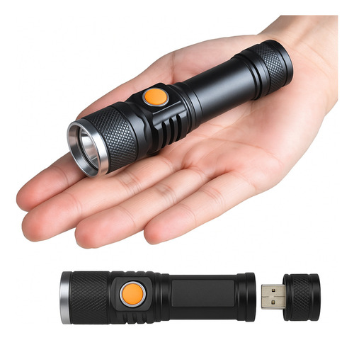 Mini Lanterna Tática Led T6 Potente Farol Recarregável Usb Zoom 3 Modos Militar Longo Alcance Cor Da Lanterna Preto Cor Da Luz Branco
