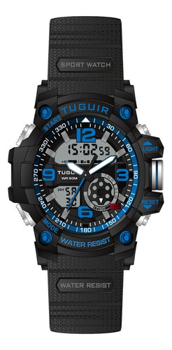 Relógio Masculino Tuguir Anadigi Tg253 Preto E Azul