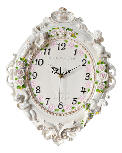 Reloj De Pared De Ángel De Resina Decorativo Antiguo