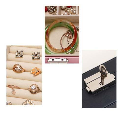 Imagen 5 de 8 de Maletín Joyero Organizador De Joyas Aro Collar Blanco T