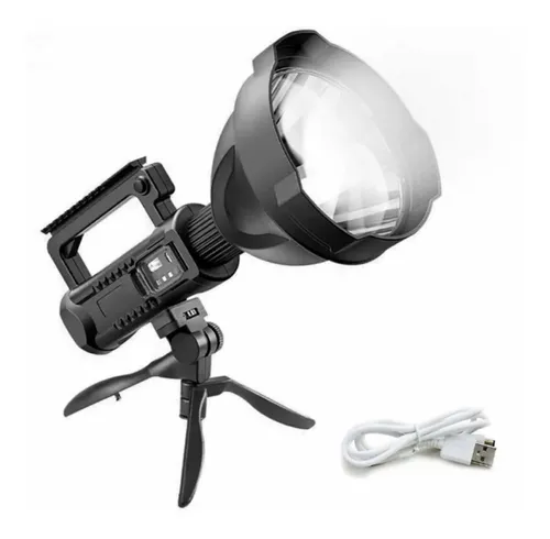 comprar Reflector Busca Huella Led Recargable Usb + Trípode Camping Color de la linterna Negro Color de la luz Blanco
