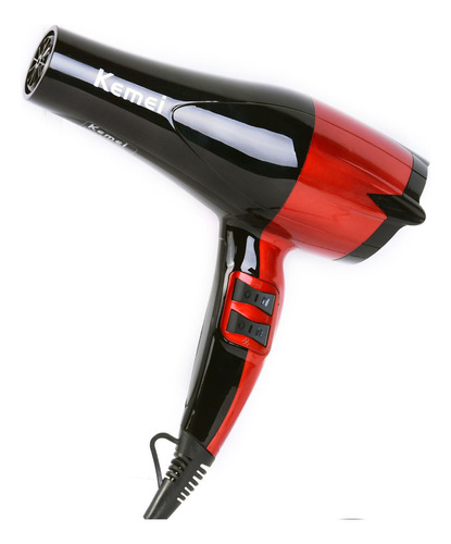 Secador De Pelo Kemei 1800w 2 Velocidades - Impre$ionante Color Rojo Y Negro