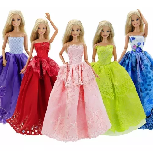 Promoção de desconto 5 peças, conjunto de tipos misturados, mais novo, roupa  artesanal para festa, vestido de boneca barbie, melhor brinquedo de  presente - AliExpress