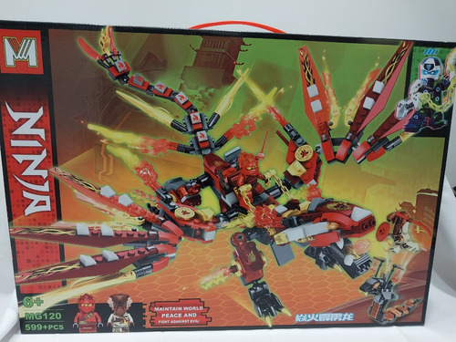 Bloques Para Armar Dragón Ninjago Ninja Rojo+villano 590 Pz