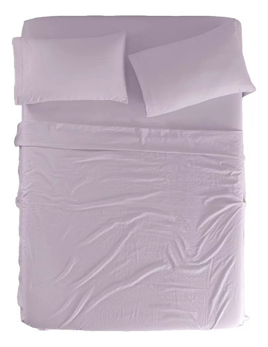 Juego De Sabanas Viasoft Washed Individual Lavanda Lila Super Suaves Vianney