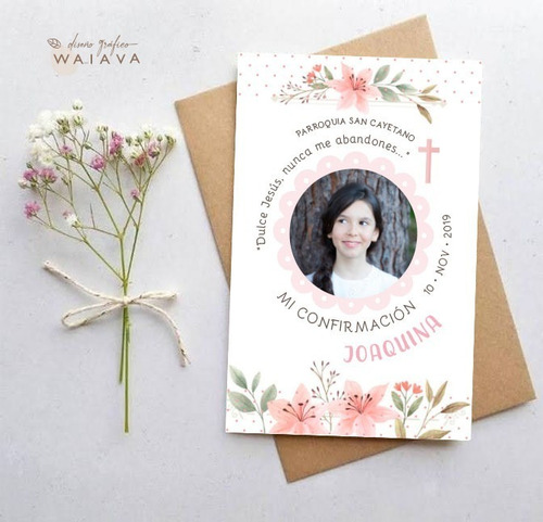 Imagen 10 de 10 de Estampas Confirmación Tarjetas Nenas Con Foto X 3u
