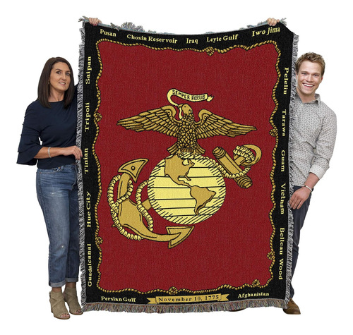 Manta Tejida De Algodón Emblema Del Cuerpo De Marines ...