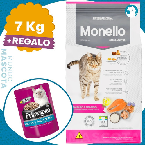 Alimento Para Gato Monello Premium Cat 7 Kg + Regalo + Envío