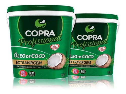 Kit 2 Baldes Óleo De Coco Extra-virgem 3,2 Litros - Copra