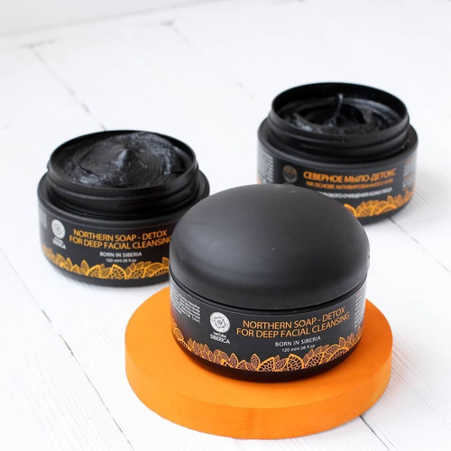 Imagen 2 de 6 de Natura Siberica Jabón Negro Nórdico Detox Limpieza Facial