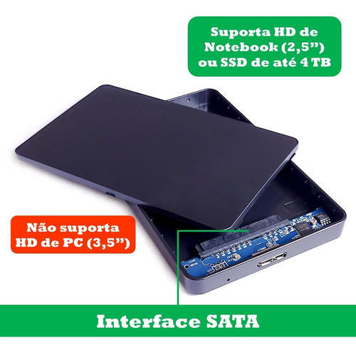 Imagem 6 de 7 de Case Hd Ssd Externo Sata 2.5 Usb 3.0 Notebook Pc Xbox Ps4