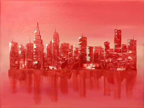 New York Sighs Cuadro Pintura Acrilica Nueva York Rojo