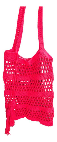 Bolsa De Red Hilo Crochet Roja / Artesanal Tlc54d
