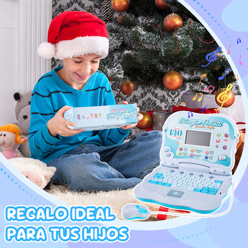 Computadora Laptop Niño Juguete Didáctica Español Ingles 130 Color Azul