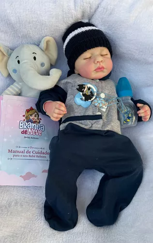 Bebê Reborn Realista Menino Baby Silicone Com Mamadeira