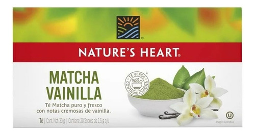 2 Pza Té Matcha Nature's Heart Vainilla 20 Sobres De 1.5 G C