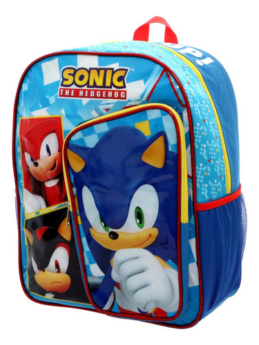 Mochila Back Pack Escolar De Primaria Sonic The Hedgehog Step It Up! Color Azul