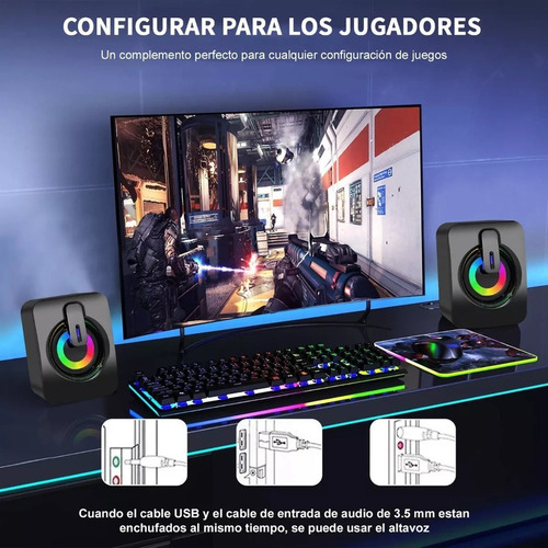 Bocinas Para Pc Computadora Escritorio Altavoz Rgb Subwoofer
