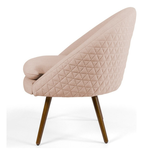 Kit 2 Poltronas Decorativas Pés Palito Rafa C-105 Linho Rosê Cor Rosa
