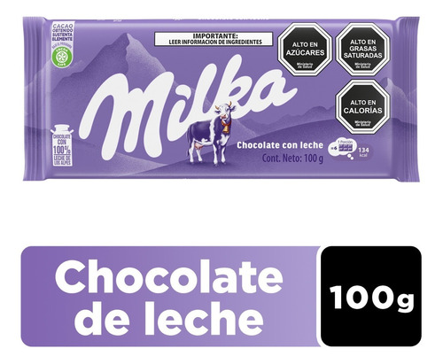 Imagen 1 de 3 de Chocolate De Leche Milka® Barra 100g