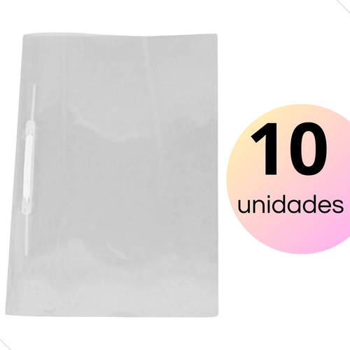 Kit 10 Pastas Com Grampo Acp Cristal Plástica Transparente