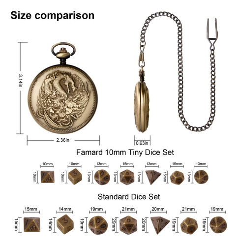 Famard Juego De Dados Dnd Pequeños De 10 Mm Con Estuche De R