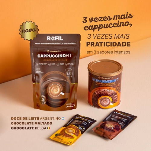 Sachê Cappuccino Fit 600g - Os Sabores C/ Wheydop Sabor Doce De Leite Argentino