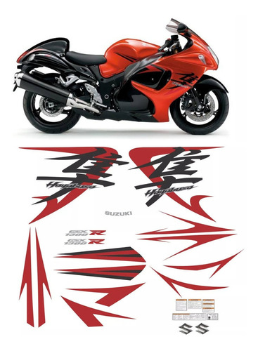 Kit Adesivos Carenagem Suzuki Hayabusa Gsx 1300r 09 Laranja Cor Vermelho