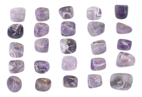 25 Piezas De Piedras Rúnicas Naturales Grabadas Con El Alfab
