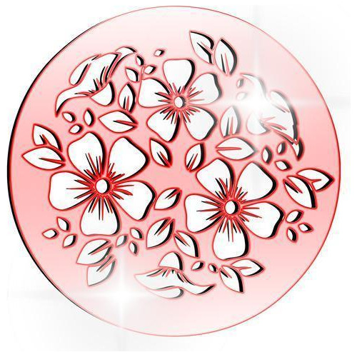 Acrílico Decorativo Vermelho Circulo Decorado Com Flores