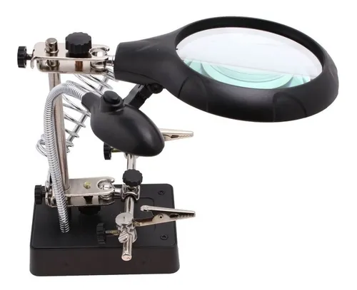 Lupa De Mesa 220v Con Pinzas Soporte Y Luz Led Rey Ofertas