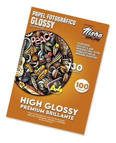 Papel Fotografico Glossy Brillante A4 De 130gr / 100 Hojas