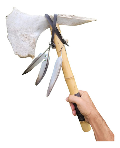 Hacha Tomahawk Nativa Americana - Hueso Y BambĂș - Deco
