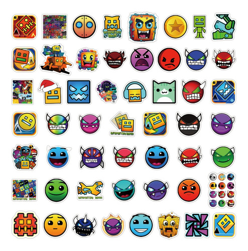 Geometry Dash Calcomania Stickers Pvc Contra Agua Videojuego