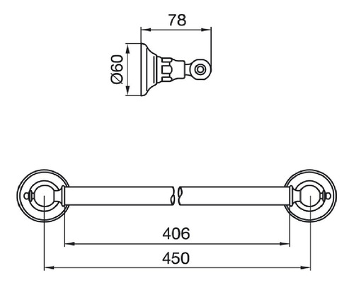 Imagen 2 de 3 de Toallero Barral Fv Vermont Baño Cromo Accesorio 164/83