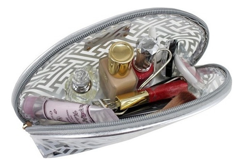 Necessaire Meia Lua Diamantes Jacki Design Cor Cinza