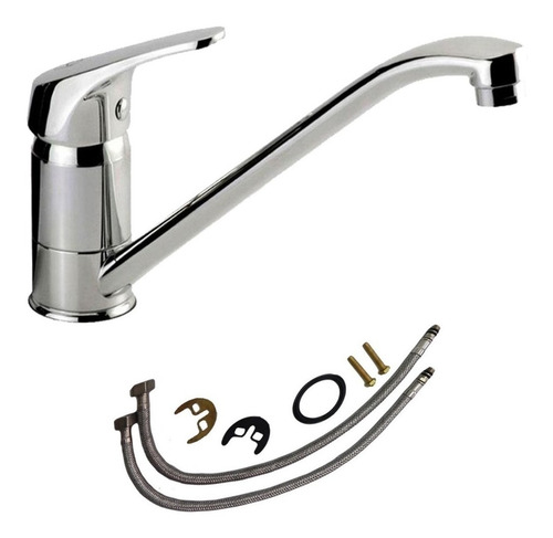 Imagen 2 de 5 de Canilla Pico Largo Griferia Monocomando Cocina Mesada Metal