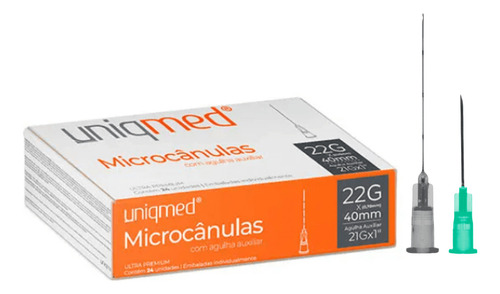 Microcânula 22g X 40mm Agulha Auxiliar Cx C/24un. Uniqmed