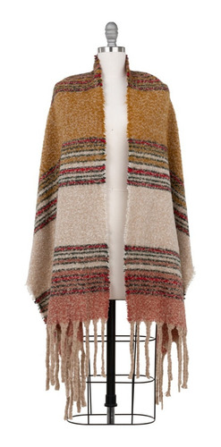 Imagen 5 de 10 de Pashmina Bufanda De Lana Gruesa Suave Rayas Larga Mujer.