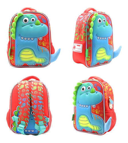 Mochila Jardín Dinosaurio Mundo Dino Con Relieve-original