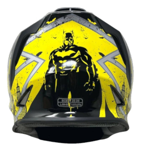 Casco Batman Moto Kov Kroon Dc Comics Certificado Dot Color Amarillo Tamaño del casco M (57-58 cm)