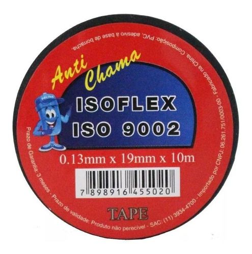 Fita Isolante Anti Chama Isoflex 19mm X 10m 100 Unidades