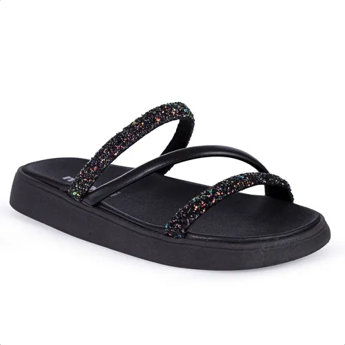 Sandalia Papete Moleca Feminina Tiras Strass Macia Original