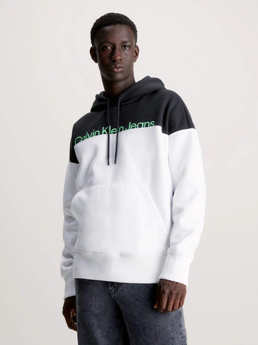 Sudadera Calvin Klein Jeans Diseño Block De Hombre Blanco