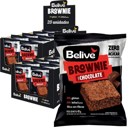 Brownie Chocolate Zero Belive Sem Gluten 40g (20 Unidades)