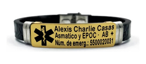 Pulsera Alerta Médica Grabado Láser Personalizado 1164